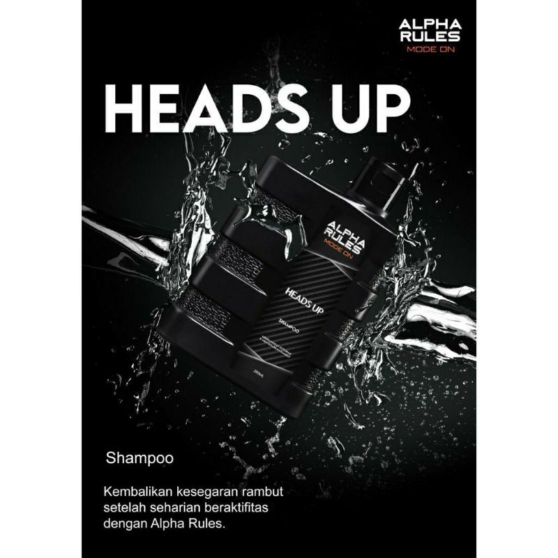 ALPHA RULES HEADS UP 250 ml shampoo male cleaner alpharules sampo pria perawatan cowo