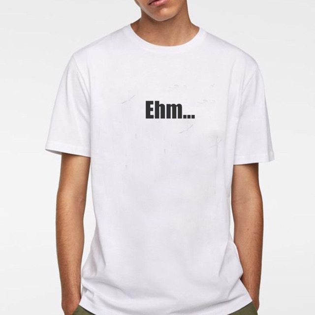 Kaos kata-kata lucu BIGZ T-shirt EHM simple katun putih