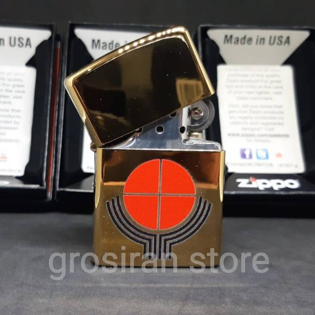 Zippo print gold bola custom logo tulisan nama kado unik