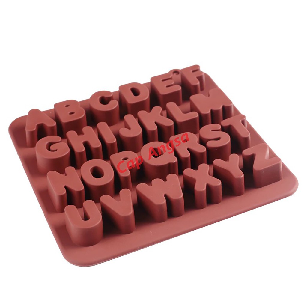 CETAKAN HURUF FONDANT KUE CETAKAN KUE SILIKON SILICONE PLASTIK MOULD 26 ALPHABET HURUF 16 X 16 MOLD