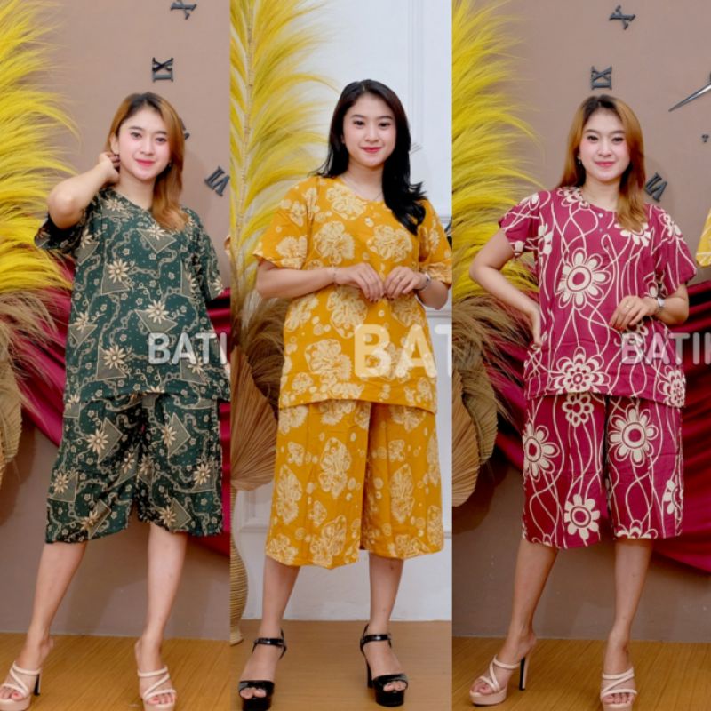 SETELAN CELANA WANITA JUMBO /BABYDOL SET/ BAJU TIDUR SETELAN DASTER BATIK TIE DYE KANCING BUSUI