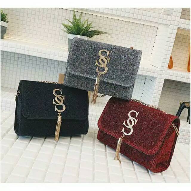 Sling bag fashion ss gliter tas wanita flap tas import tas murah batam (valia.co)