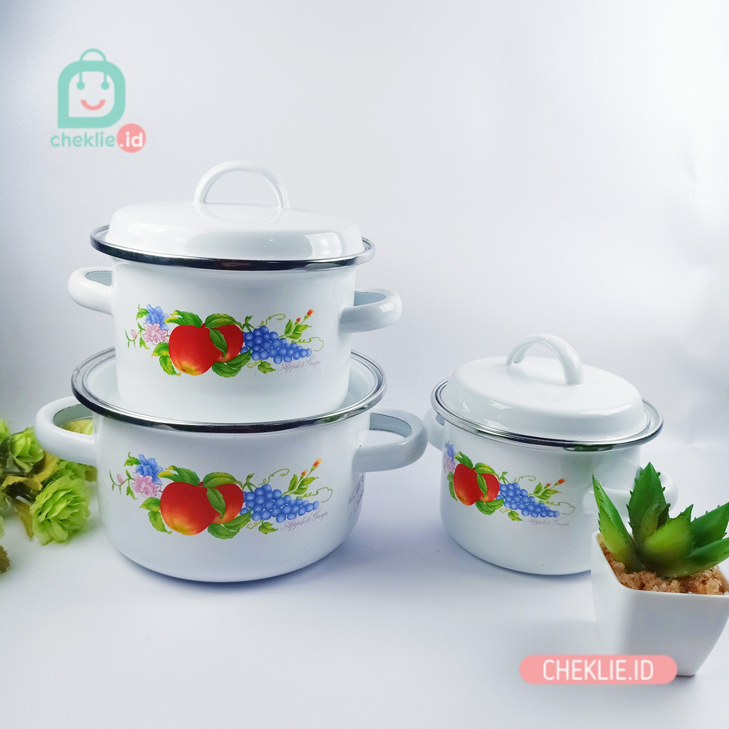 Veeraja / Wellington panci set enamel / Kedaung / Panci Seat 3 pcs / dutch oven isi 3 set