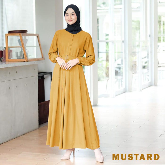 Gamis Terbaru Modern Lebaran Kekinian Baju Lebaran Gamis Syar'i Size ( Standar-Jumbo  ) Gamis Monna Belt Kekinian Gamis Pesta Gamis Premium Busana Muslim Terbaru