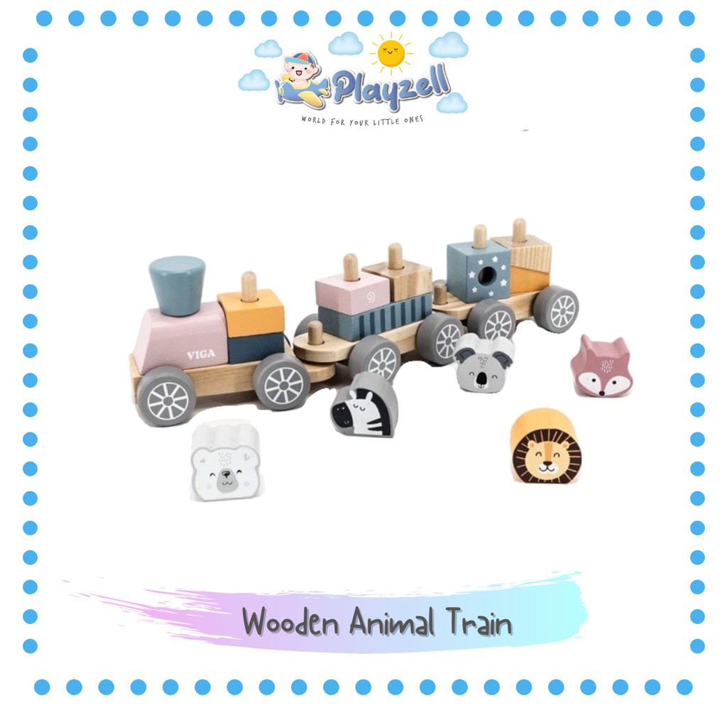 Viga Wooden Animal Train