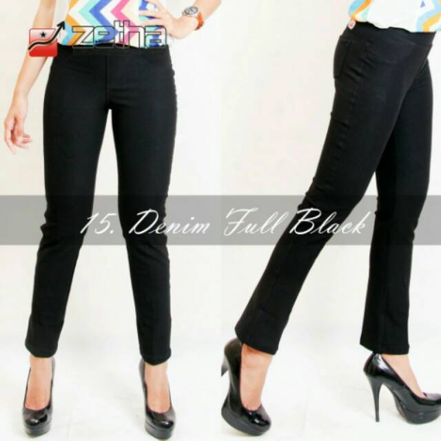 Celana zetha denim fullblack