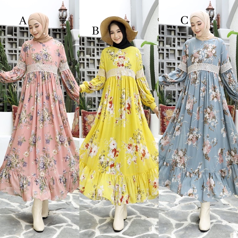 Kimiko Midi Flower Dress by Aldisa (PO 27 Jan) ceruty ZAHRA COLLECTION