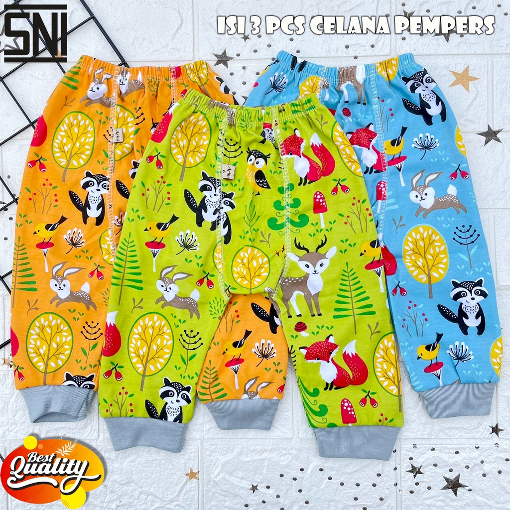 QUALITAS PREMIUM 3 PCS Celan Bayi Pempers S  FULL PRINT Bayi Baru Lahir 0-1 Tahun Sukmastore