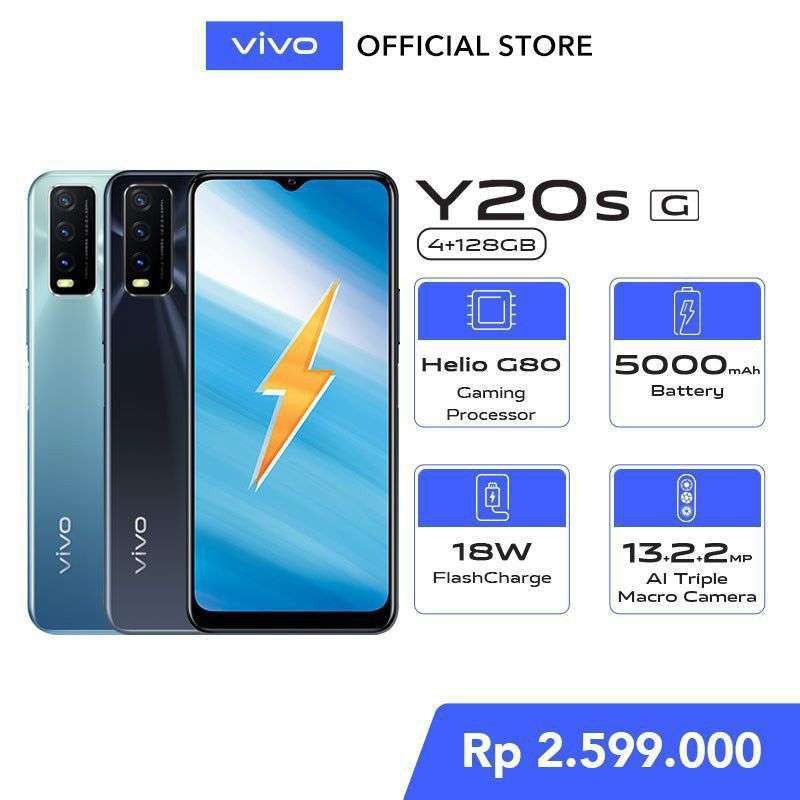 HP VIVO Y20S G RAM 4/128 4GB ROM 128GB GARANSI RESMI 1TH DIJAMIN BARU 100% ASLI ORI ORIGINAL NO TIPU