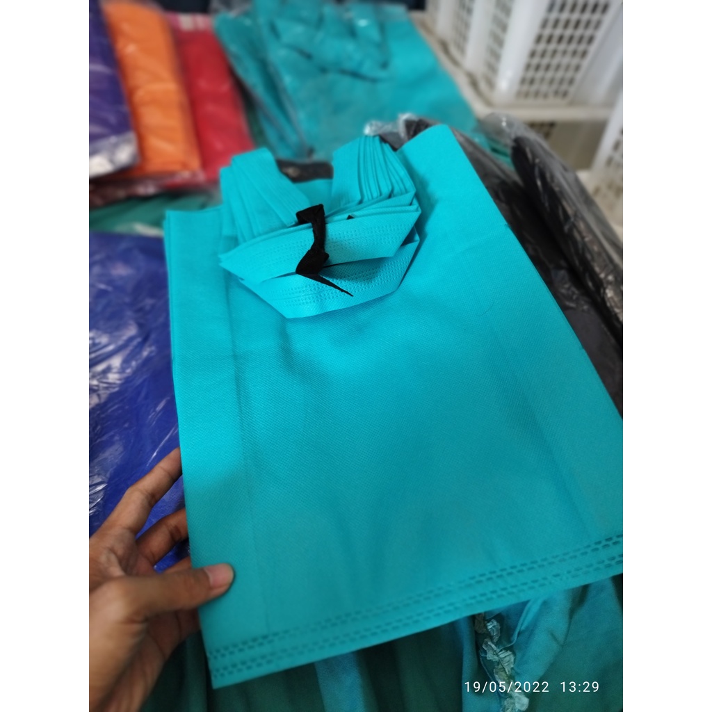 Tas Belanja Lipat Kain Spunbond Besar Polos Pria Wanita Kantong Shopping Pasar Goodie Tote Standing Handle Box Bag Souvenir Kado Tebal Korea Fashion Murah Grosir COD TOKO92