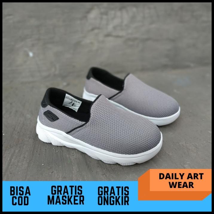 Sepatu Skechers Go Walk Slip On Anak Abu Muda Kids Made In Vietnam