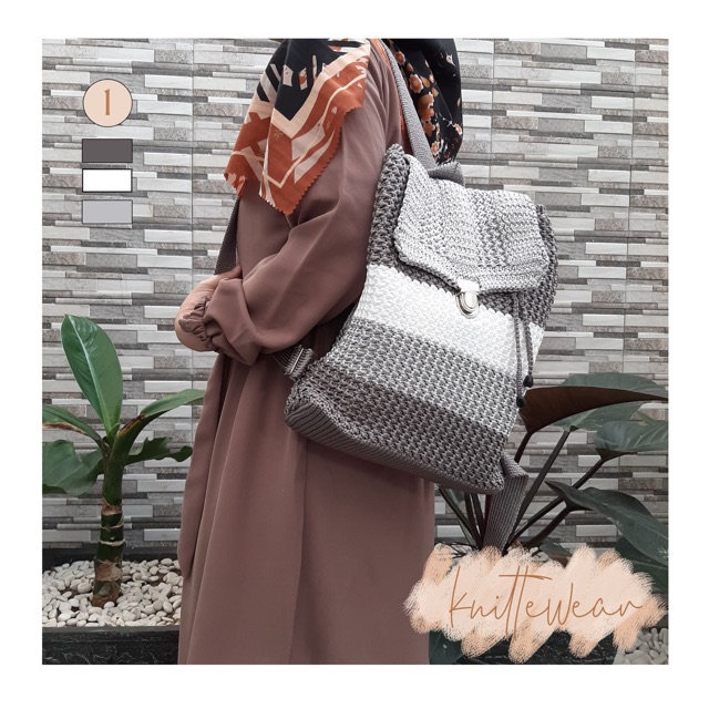 RANSEL SERUT RAJUT (BLACK&amp;GREY SERIES)