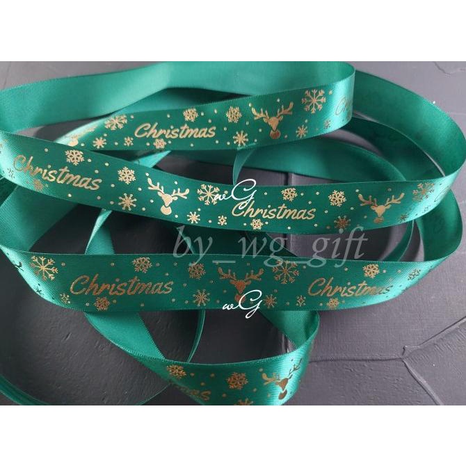 

Best Product!!! Pita Natal Christmas - Satin - Merah / Hijau - Emboss I; Panjang 25 Yd - Paling Diminati