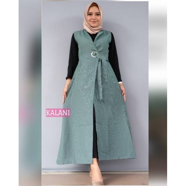 Kalani Outer cardigan / rompi muslimah terbaru/ Vest panjang bahan katun denim Ro