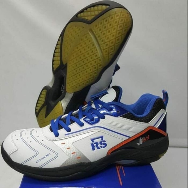Sepatu Badminton RS JF861 White / Blue Original