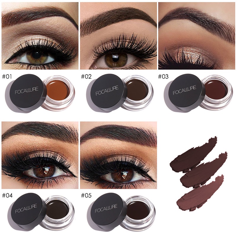 FOCALLURE Sweatproof Eyebrow Cream Eyebrow Gel With Eyeliner Pensil Long-lasting Eyebrows Makeup Tahan Keringat Krim Alis Alis Gel Dengan Eyeliner Pensil Tahan Lama Alis fa23