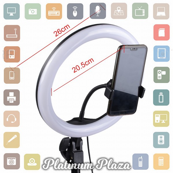 Lacyfans Lampu Halo Ring Light Curve LED Selfie 120 LED 10 Inch with Smartphone Holde`3KQVXA-- Black