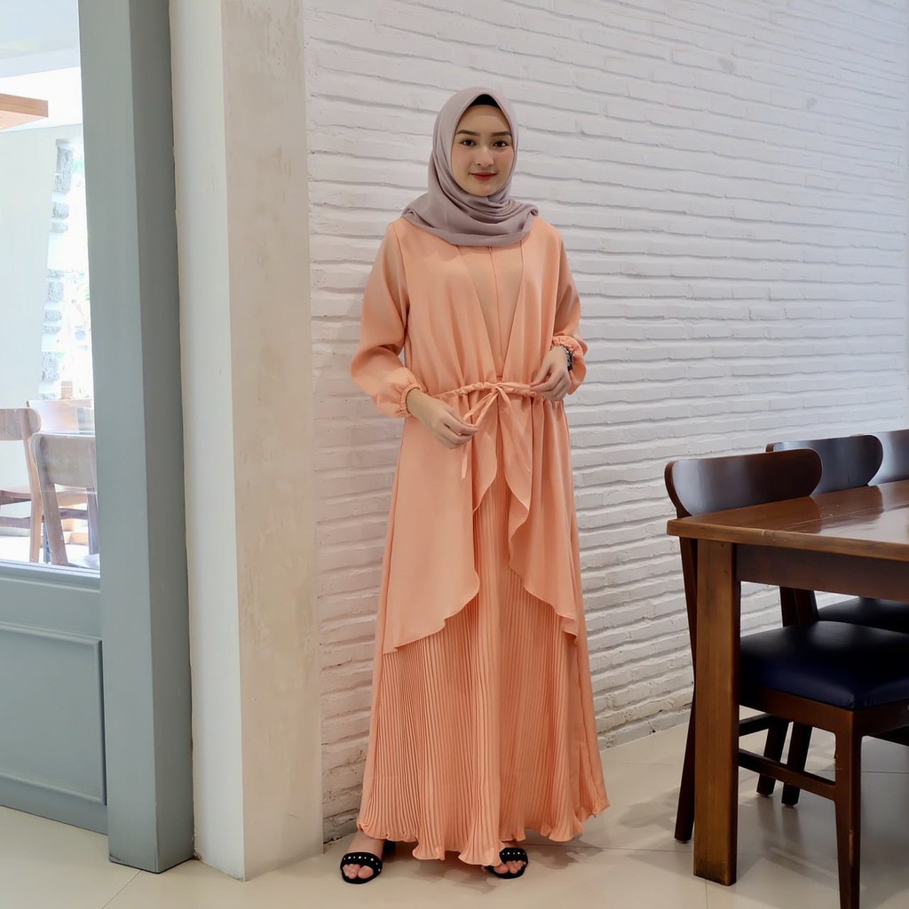 Jenny Maxi peach/ gamis termurah  / Dress Muslim / Terbaru