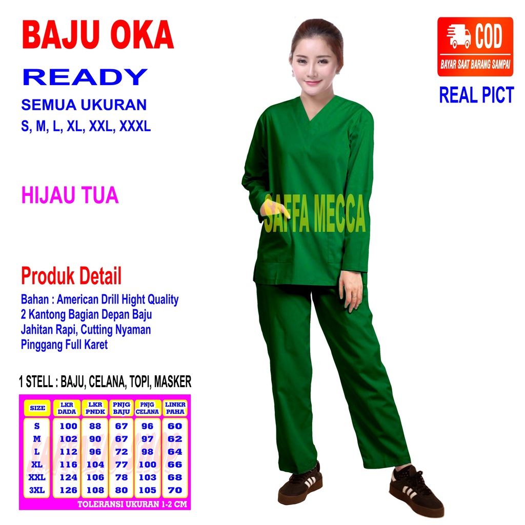 Baju Oka   Baju Oka Lengan Panjang  Scrub Perawat  Scrub Lengan Panjang  Baju Jaga  Baju OK  Baju Perawat / Pria / Wanita Harga Murah Terbaru Lengan Panjang COD