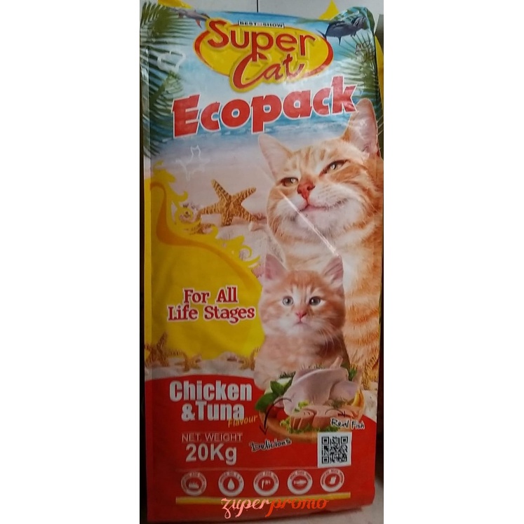 Super Cat Ecopack Repack 1kg / Super Cat Dry / Makanan Kucing Semua Usia