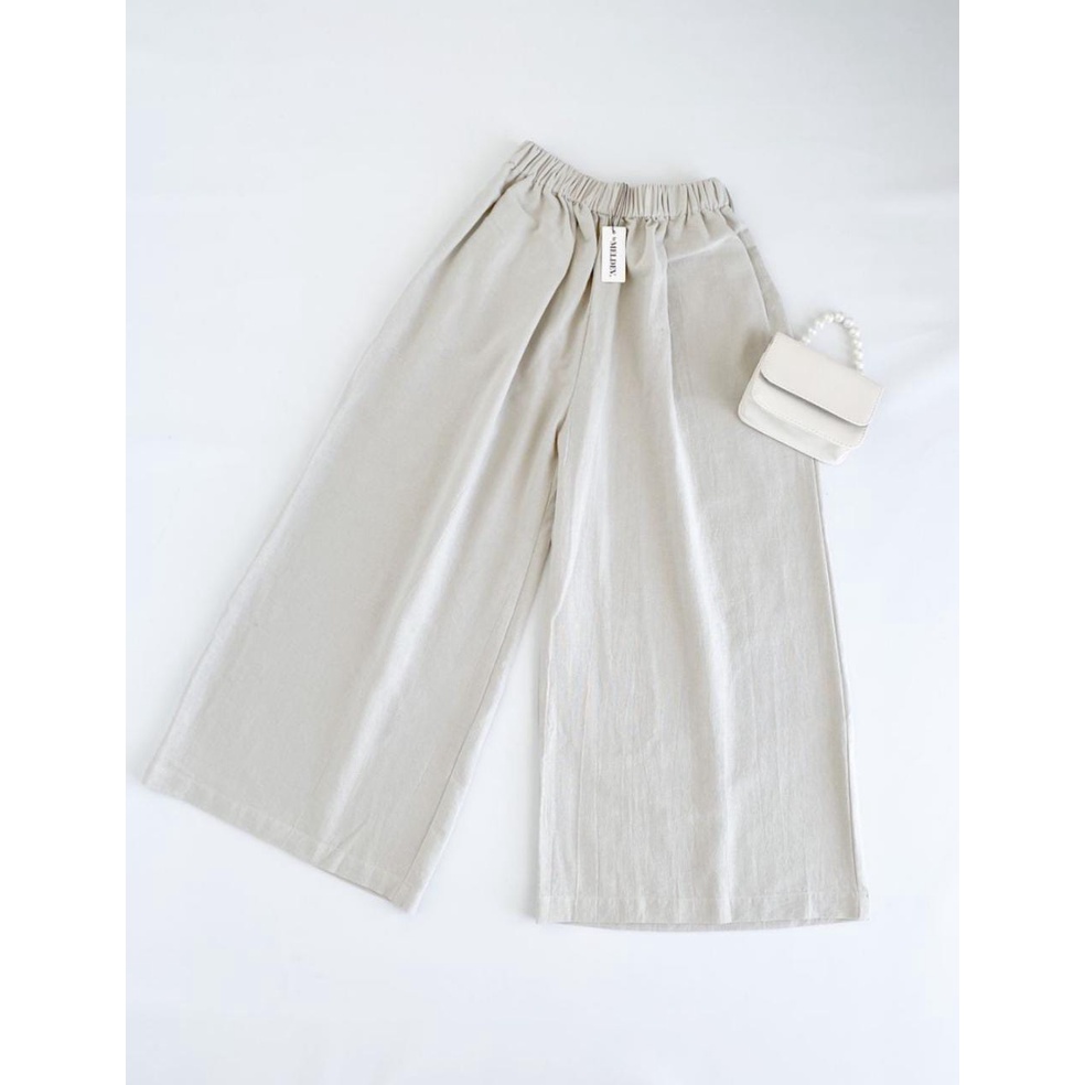 Celana Kulot Highwaist Bahan Premium Linen Wide Leg Cullotes - Linen Cullote Pants - COD