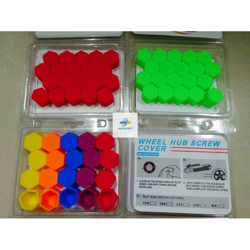 Tutup Cover Glow in The Dark Buat Sekrup Ban Mobil Warna Warni ( harga 1 set )