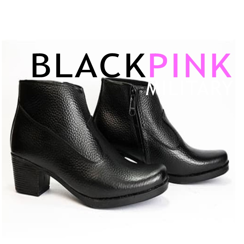 BlackPiinkMilitary TERMURAH Sepatu Boots PDH SUS bahan Untuk POLWAN, DLL