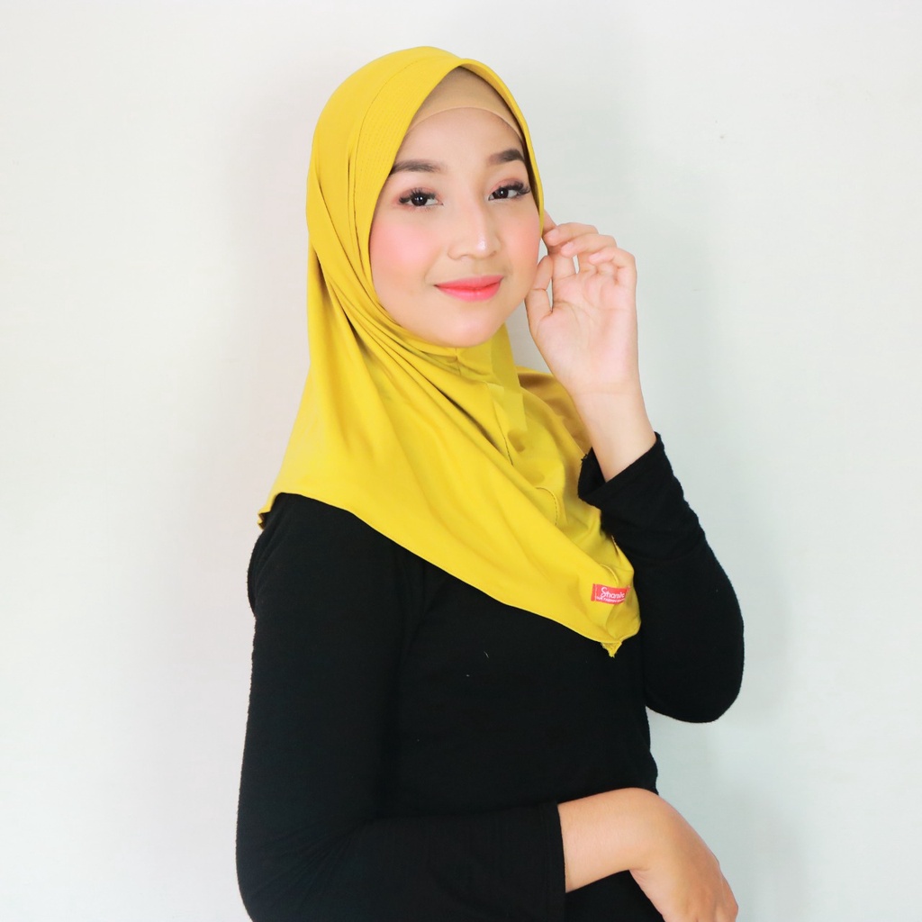 Kerudung Khimar Instan Hijab Sporty pet bahan Jersey Olahraga Volly Basket Futsal By Shamira-lime