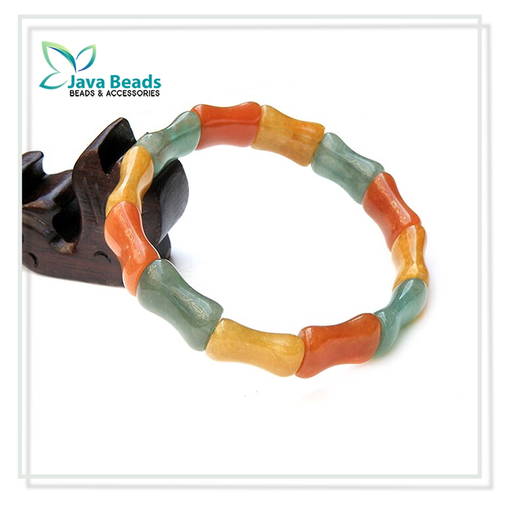 Gelang Fu Lu Shou Gelang Batu Triwarna Model Tulang
