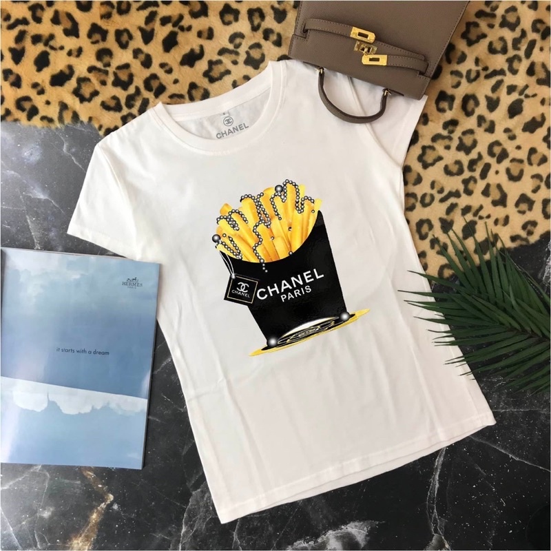 KAOS CHANELLL FRENCH FRIES // KAOS CHANEL MIRROR IMPORT // KAOS WANITA BRANDED // KAOS BRANDED ORI /