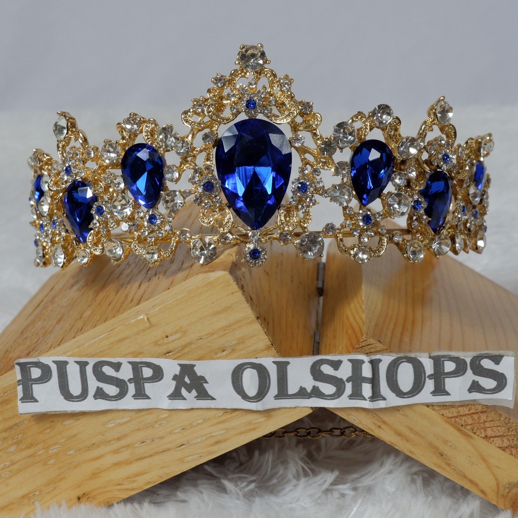 mahkota tiara dueches rhine stone blue