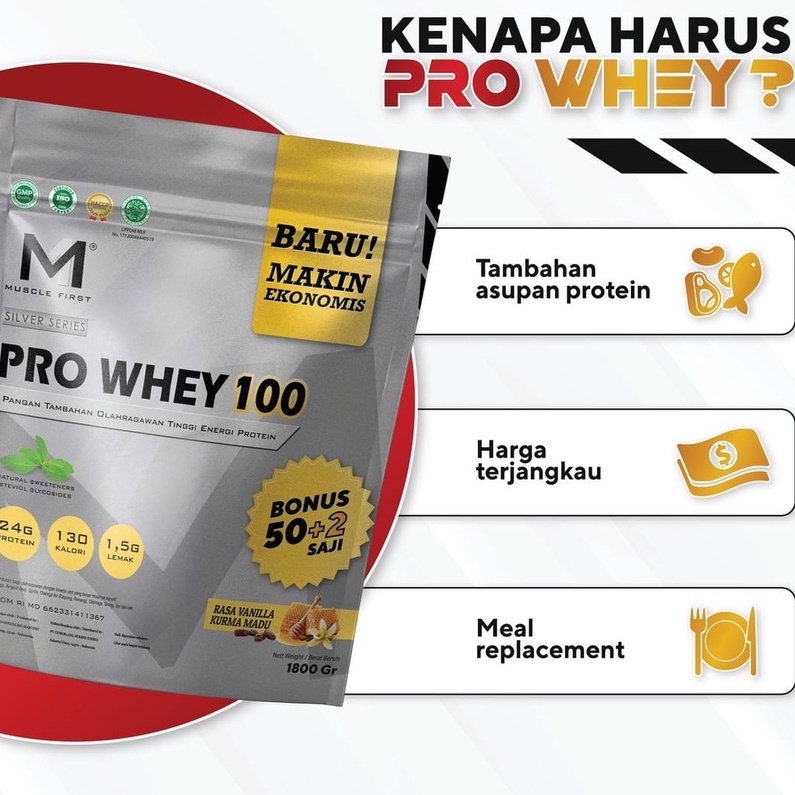 M1 Muscle First Pro Whey 100 4Lbs 4lb 1.8kg BPOM Halal