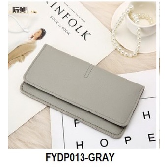 FYGALERYJAKARTA FYDP013 Dompet Wanita Panjang Lipat Dompet Polos PU Fashion Cewek-Gray