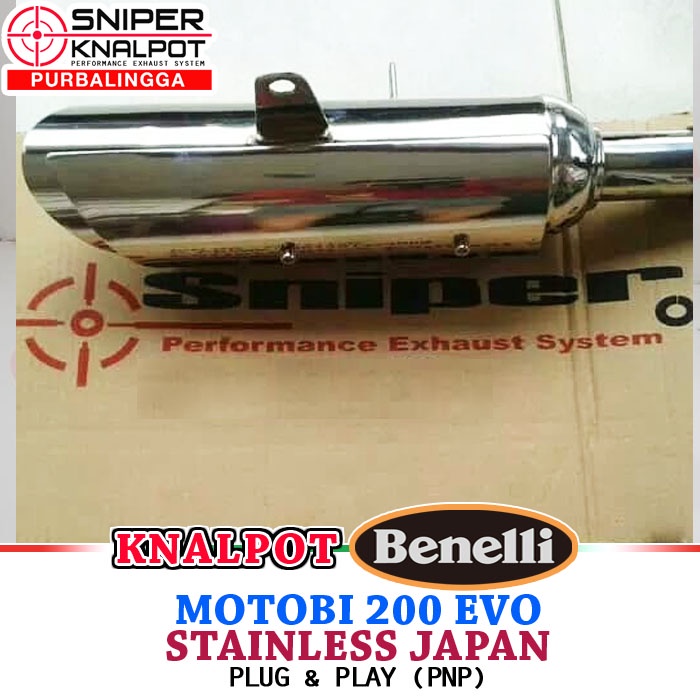 Knalpot Benelli Motobi 200 Evo Stainless Japan