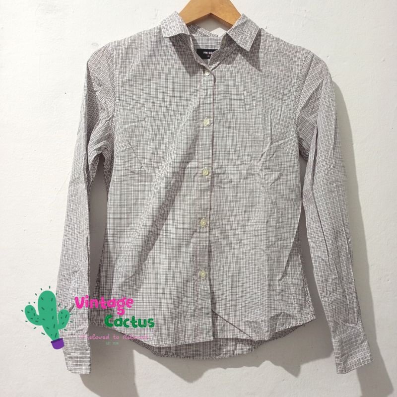 Preloved Uniqlo Women's Plaid Blouse Shirt - Kemeja Wanita
