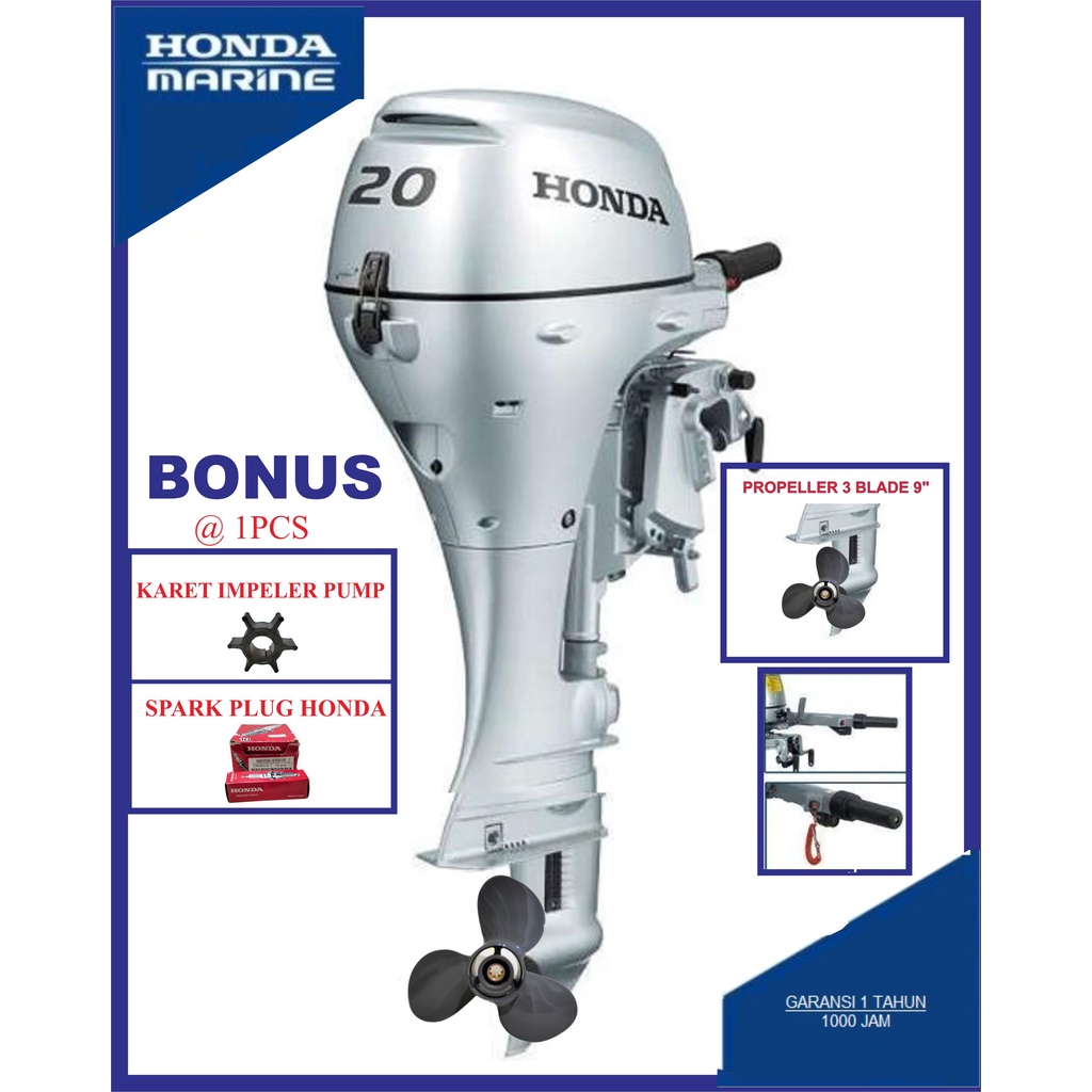 OUTBOARD MOTOR MESIN TEMPEL BF20 LH3-NHB14 HONDA 20HP 4 STROKE ENGINE