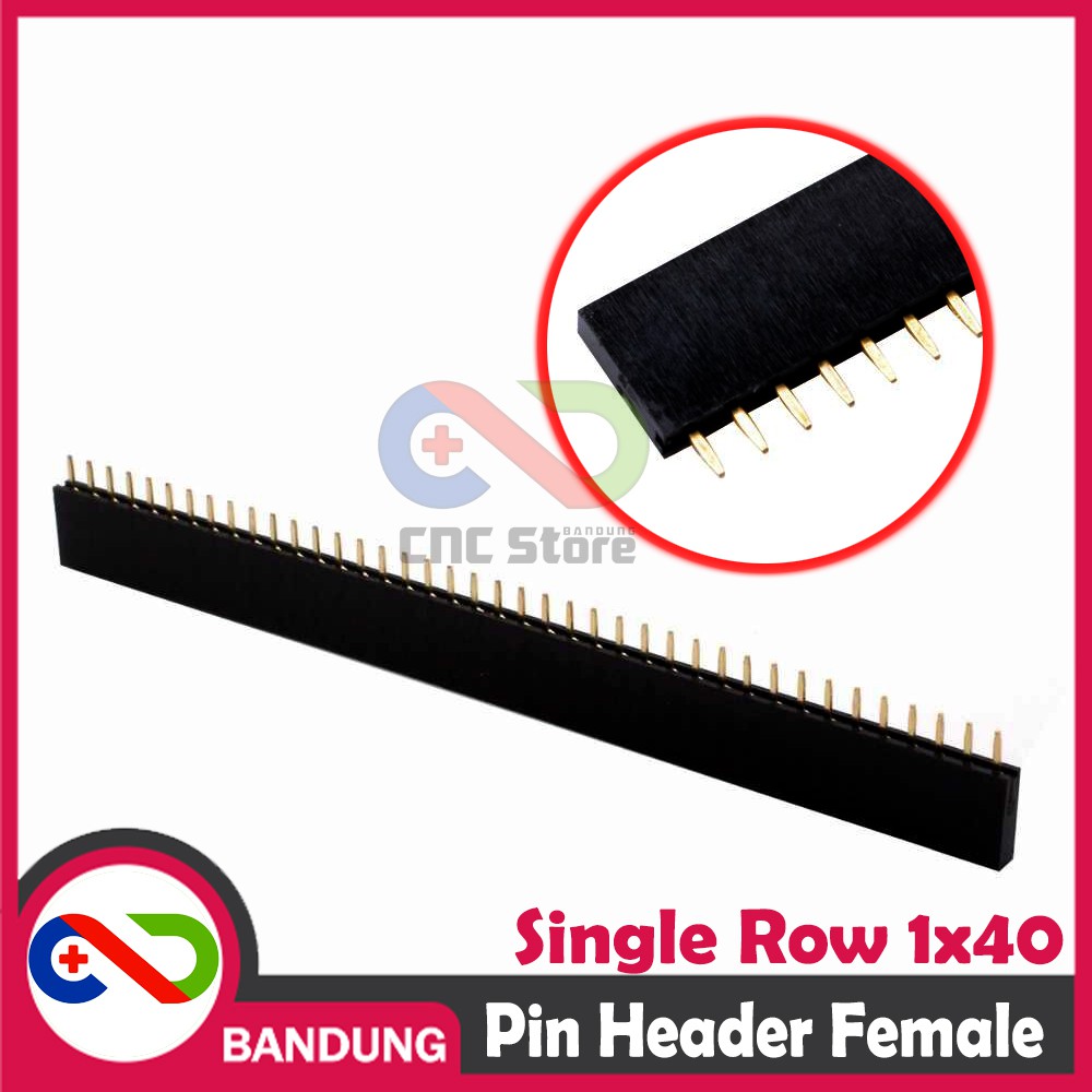 PIN HEADER FEMALE STRIP SINGLE ROW 1X40 2.54MM BLACK HITAM