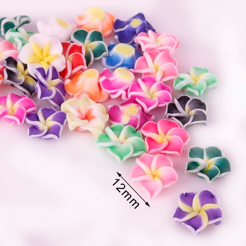 10pcs / Lot Manik-Manik Bunga Bahan Polymer Clay Warna Campur Untuk Aksesoris Perhiasan Diy