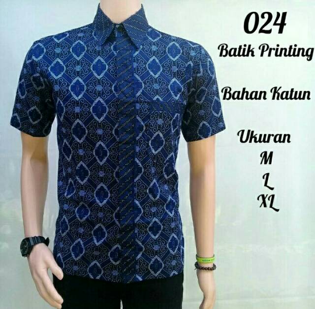 BATIK PRIA LENGAN PENDEK WAJEK BIRU KENONGO MOHABBATEIN MERAH BLARAK BIRU