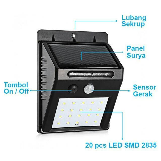 Lampu LED taman tenaga surya system sensor dinding/solar cell/panel 20