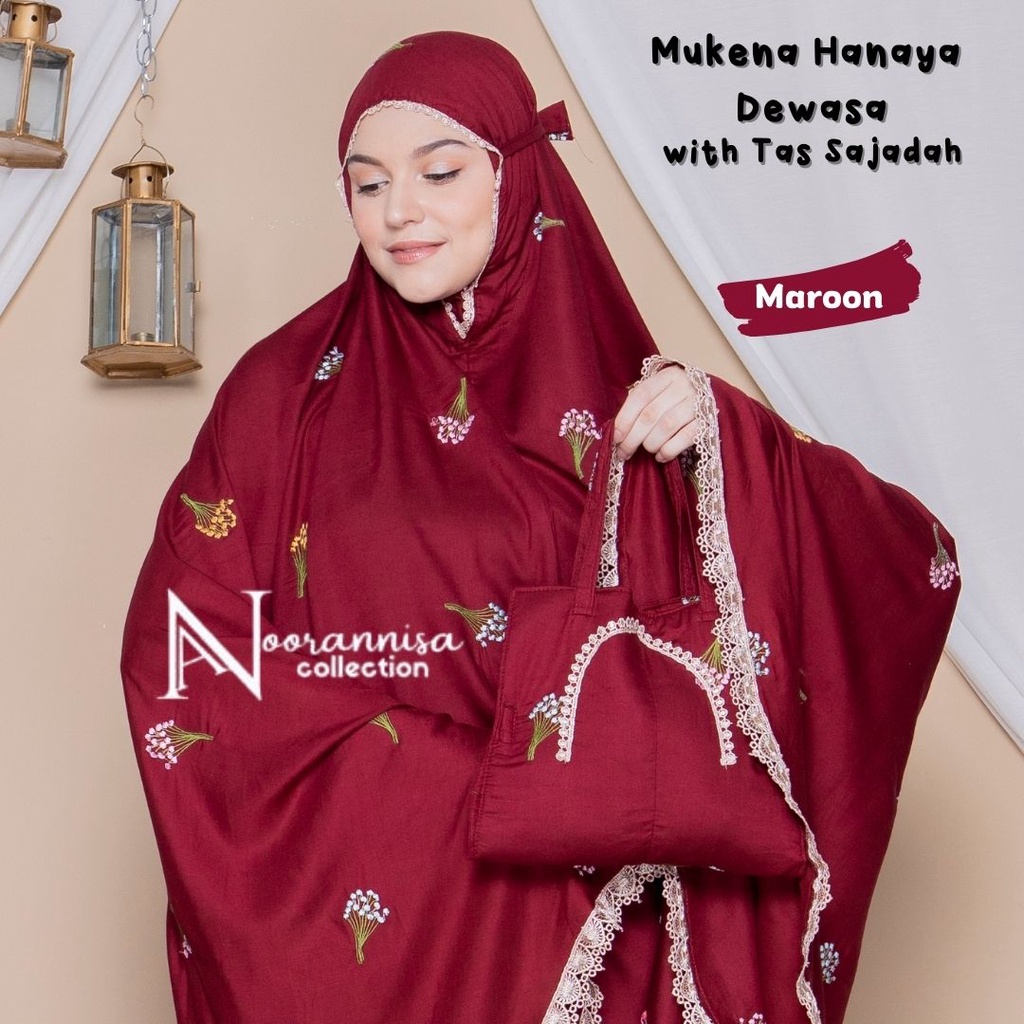 Mukena Bordir Dewasa Tas Sajadah Hanaya Katun Rayon Premium