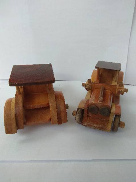 PAKET HEMAT DUO MINIATUR KAYU BECAK DAN MOBIL TUA - PAJANGAN DEKORASI RUMAH - SOUVENIR MURAH JOGJA