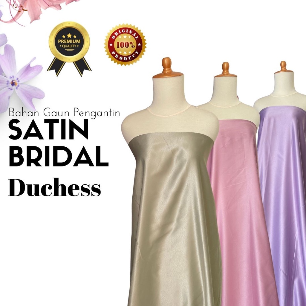 Kain Satin Bridal Gaun Pengantin Wanita Duchess Warna Lilac