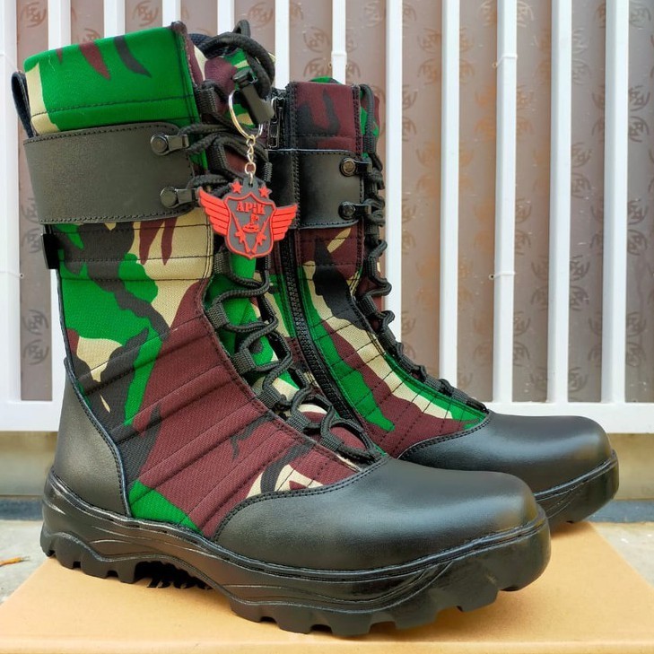 SEPATU PDL NINJA LORENG MALVINAS ASLI KULIT SAPI MERK APIK SEPATU PDL DINAS TNI POLRI SECURITY