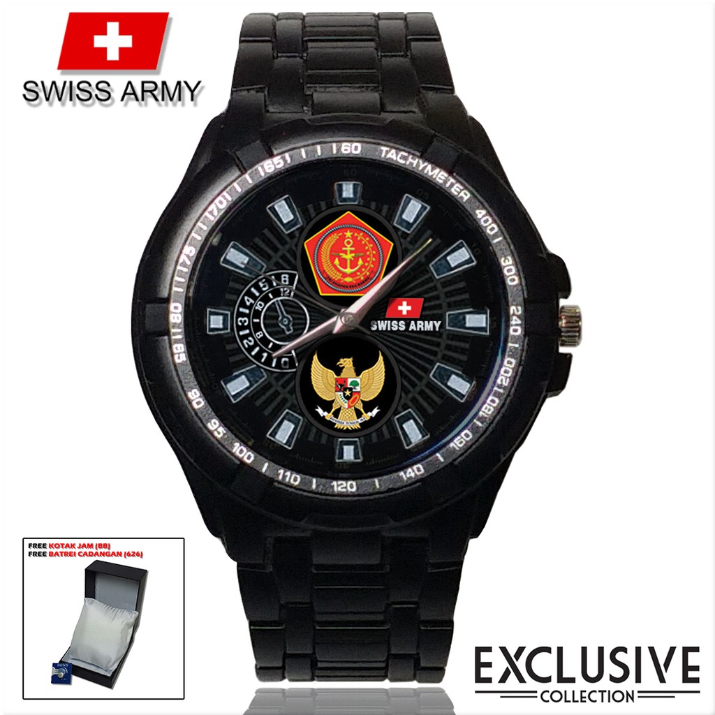 (Istimewa Bossque) Jam TNI - PANCASILA Rantai Sport (Black Doff)