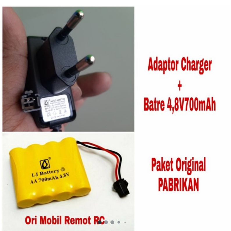 Adaptor Charger Baterai 4.8V Socket Hitam Mobil RC