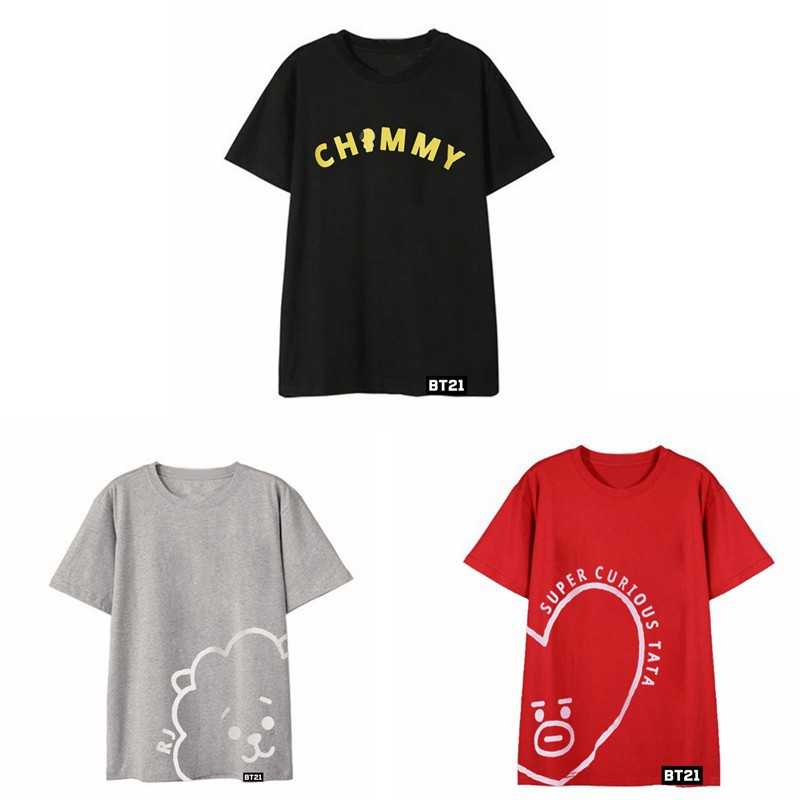 BTS BT21 Uniqlo  Same Cotton Round Neck T shirt TATA CHIMMY 