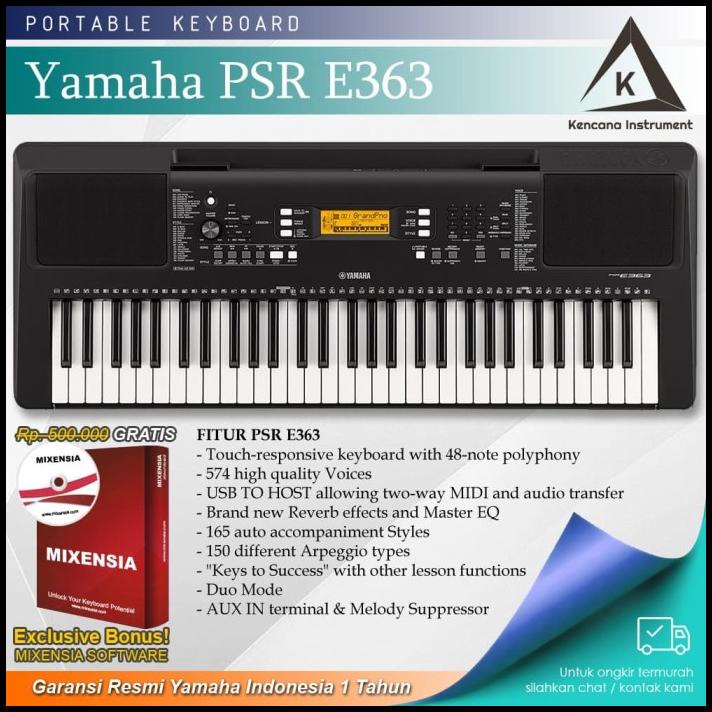 Keyboard Yamaha Psr E363 / Psre363 / Psr-E363 Garansi Resmi