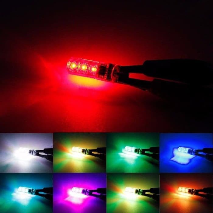 LAMPU LED JELY + REMOTE RGB 16 Warna T10 5050 SMD / LED JELLY GEL untuk Motor Mobil-2