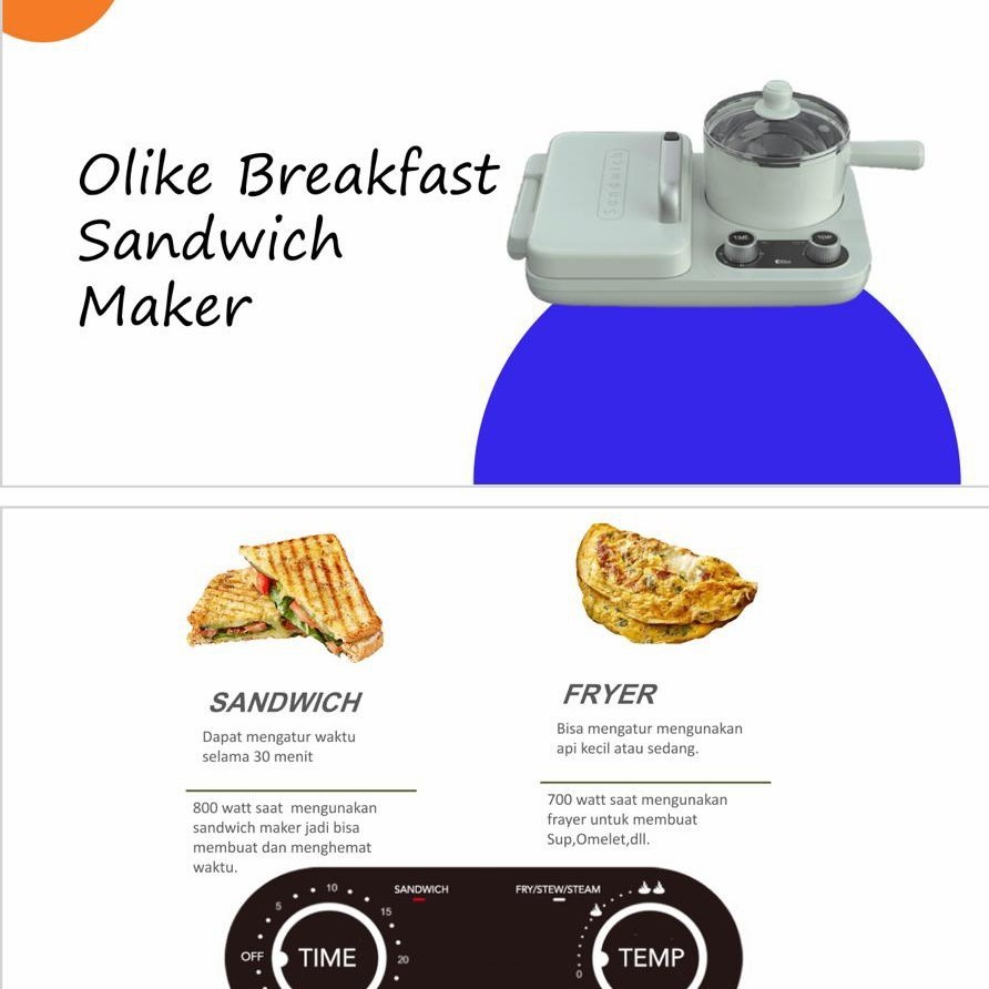 Olike Breakfast Sandwich Maker / Toaster Breakfast Multifungsi